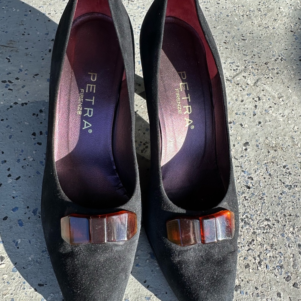 Petra Fashions Black Heels with Brown Accents